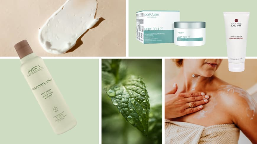 Bodylotions mit Menthol wirken herrlich erfrischend an heißen Tagen. Collage Menthol Bodylotions